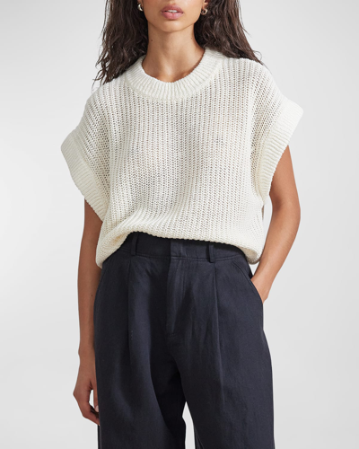 Shop Apiece Apart Oliva Dolman-sleeve Knit Linen Vest In Cream