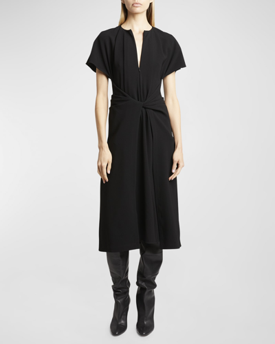 Shop Proenza Schouler Julie Twisted Short-sleeve Midi Dress In Black