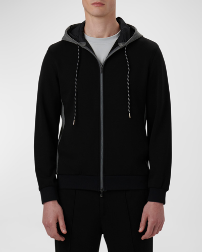 Shop Bugatchi Men's Soft Touch Full-zip Hooded Jacket In Caviar