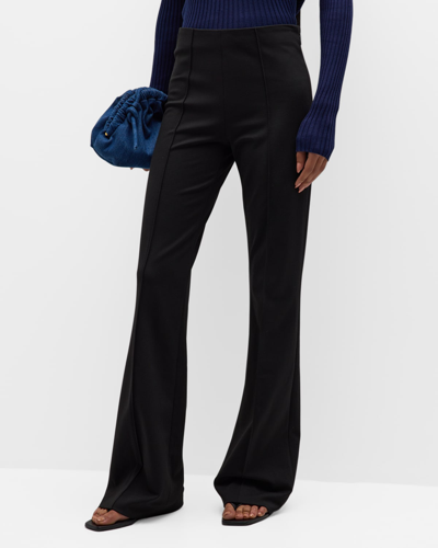 Shop Atm Anthony Thomas Melillo Mid-rise Ponte Flare Pants In Black