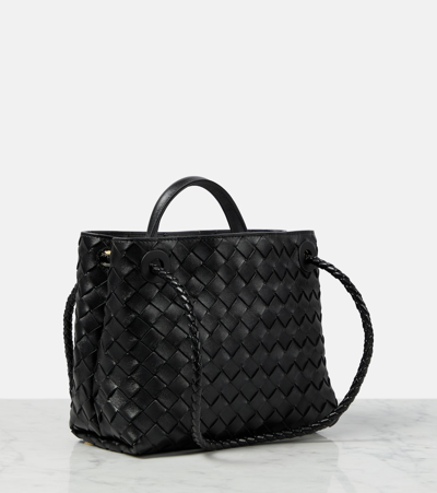 Bottega Veneta Women Andiamo Small Leather Crossbody Bag With Intrecciato Motif In Black