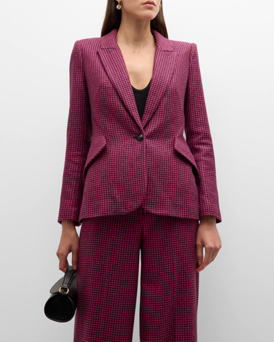 Shop L Agence Chamberlain Houndstooth Blazer In Pink/black Hounds