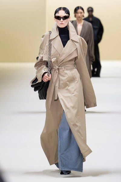 Shop Balenciaga Cotton Gabardine Trench Coat In Beige