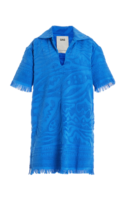Shop Oas Aya Cotton Terry Mini Beach Dress In Blue
