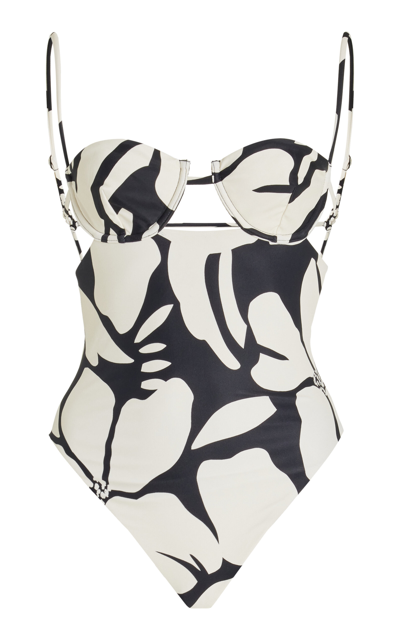 Shop Ziah Dita Cup-detailed Cutout One-piece Swimsuit In Print