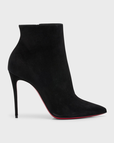 Shop Christian Louboutin So Kate Suede Red Sole Booties In Black