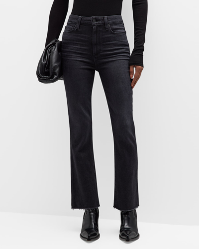 Shop Paige Claudine Ankle Flare Raw Hem Jeans In Black Lotus