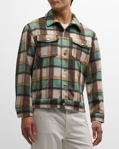 Shop Scotch & Soda Men's Brushed Check Overshirt In Absinthe Check