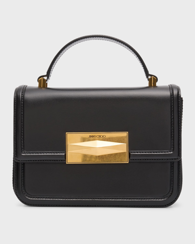 Shop Jimmy Choo Diamond Leather Top-handle Bag In Black Gold
