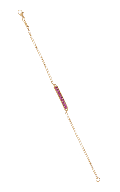 Shop Monica Rich Kosann Courage 18k Yellow Gold Sapphire Bracelet In Pink