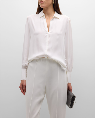 Shop L Agence Fabienne Button-front Silk Tunic In Ivory