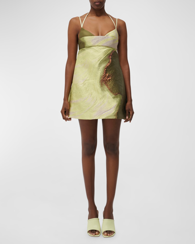 Shop Simkhai Rozlyn Abstract Jacquard Mini Dress In Luminary Sierra