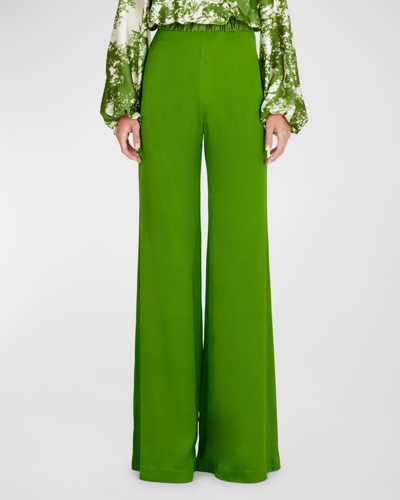 Shop Silvia Tcherassi Grotte Flare Pants In Lime