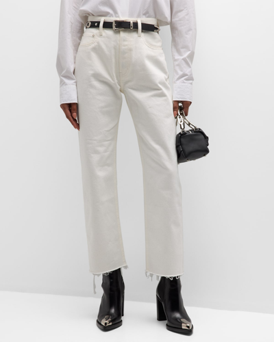 Shop Moussy Vintage Robco Wide Straight Cropped Jeans In Wht