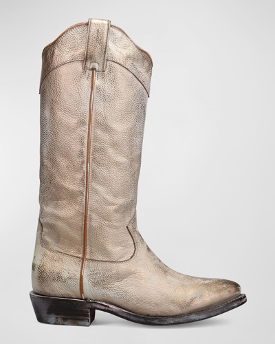 Shop Frye Billy Daisy Leather Tall Western Boots In Light Gold