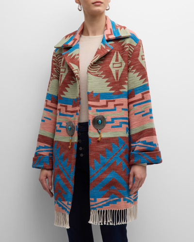 Shop Fortela Faryn Ikat Concho-button Single-breasted Jacket In Mix