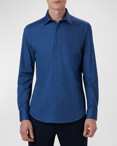 Shop Bugatchi Men's Ooohcotton Tech Solid Sport Shirt In Night-blue