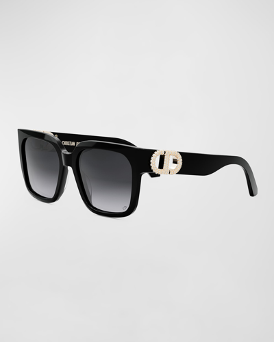 Shop Dior 30montaigne S11i Sunglasses In Shiny Black Smoke