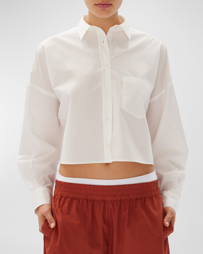 Shop Lmnd Chiara Cropped Button-front Shirt In White