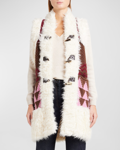 Shop Alabama Muse Sweater-knit Faux Fur Vest In Desert Roserio Re