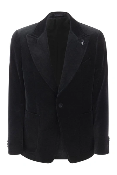 Shop Lardini Velvet Jacket In Black