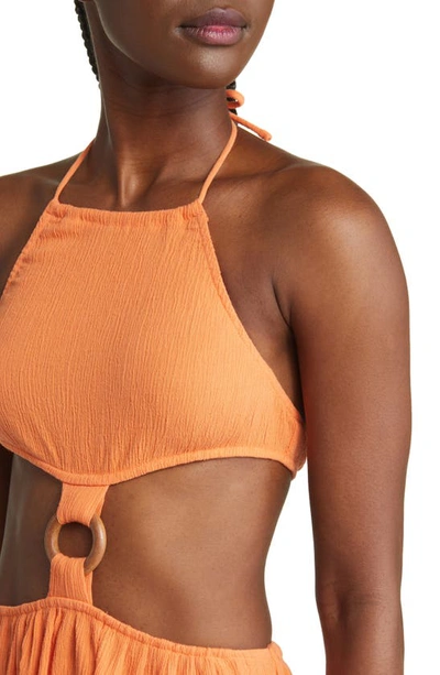 Shop Asos Design Cutout Halter Cover-up Dress In Orange
