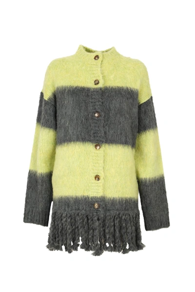 Shop Etro Alpaca And Mohair Cardigan With Braids In Multicolour