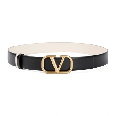 Shop Valentino Garavani  Calf Leather Belt In Black
