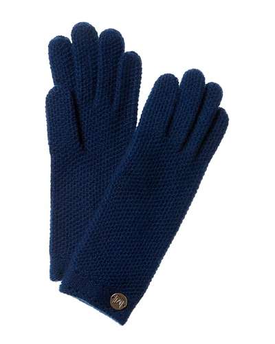 Shop Bruno Magli Honeycomb Stitch Cashmere Glove In Blue