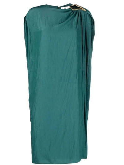 Shop Lanvin Sleeveless Draped Knee Dress Clothing In Green