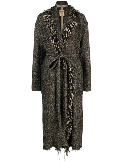 Shop Uma Wang Coat With Belt In Brown