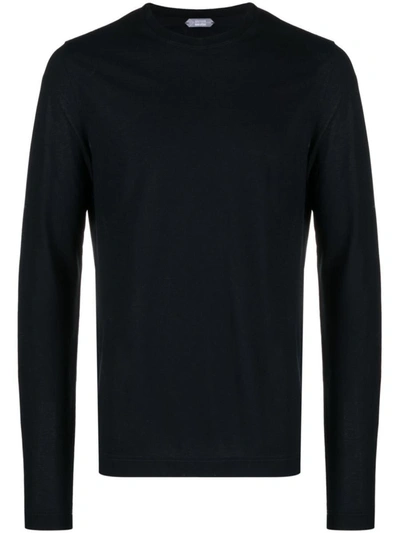 Shop Zanone Long Sleeves T-shirt Clothing In Blue