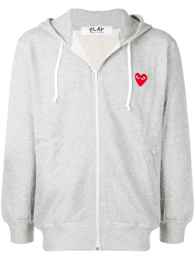 Shop Off-white Comme Des Garçons Play Hooded Jacket In Grey