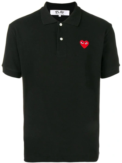 Shop Comme Des Garçons Play Polo Shirt With Embroidered Logo In Black