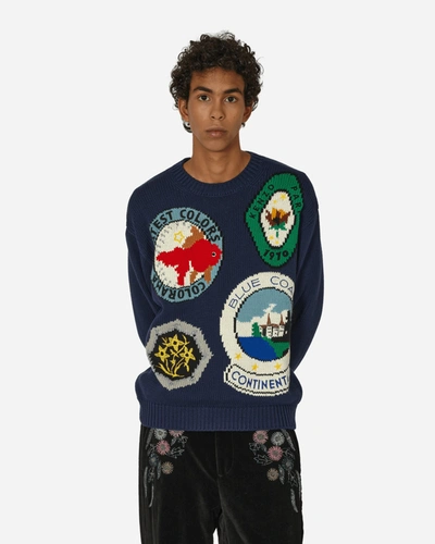 Shop Kenzo Travel Hand-embroidered Sweater Midnight In Blue