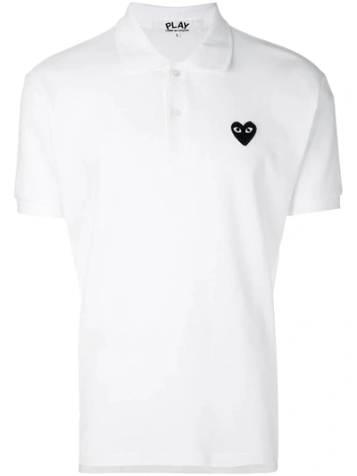 Shop Comme Des Garçons Play Polo Shirt With Patch In White