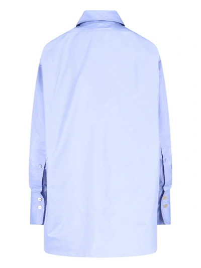 Patou Casual Collared Neck Long Sleeves Top In Blue