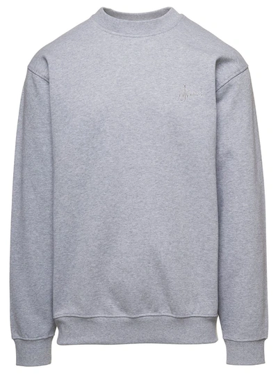 Shop Apc 'rene' Gey  Crewneck Sweatshirt With  X Jw Anderson Embroidery In Cotton Man In Grey