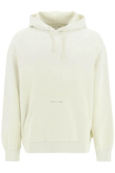 Shop Alyx Hoodie With Distressed Details In White