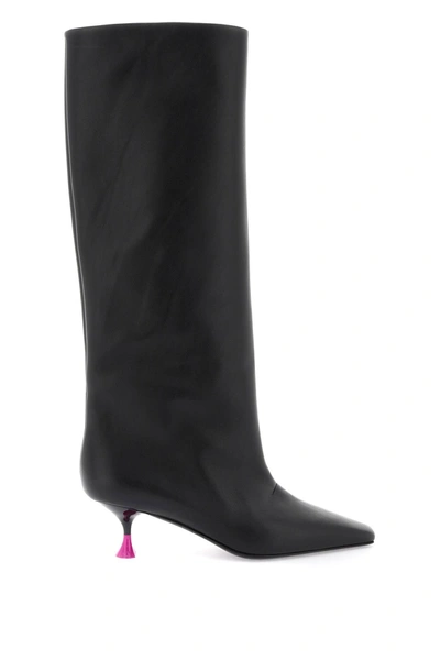 3juin Agata 095 High Heels Ankle Boots In Black Leather In Mixed Colours