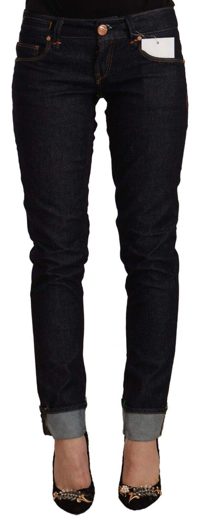 Acht Chic Low Waist Skinny Black Jeans In Black