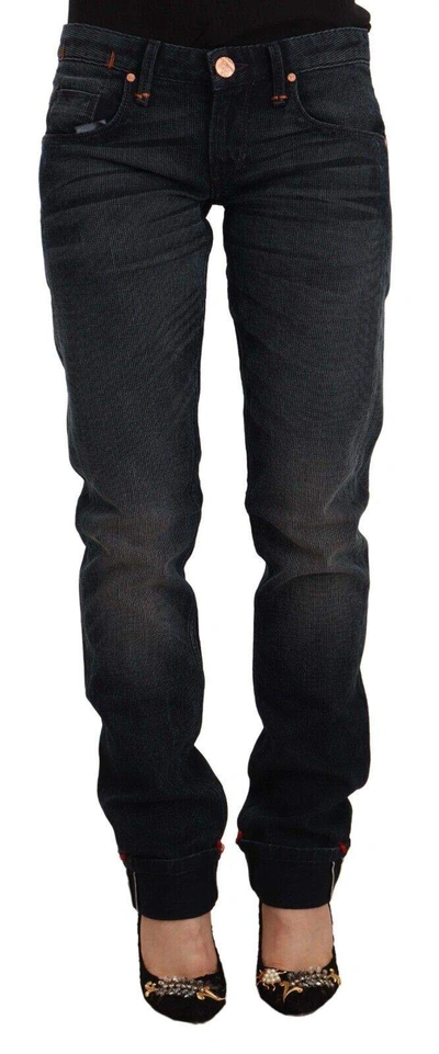 Shop Acht Black Washed Cotton Skinny Denim Low Waist Jeans