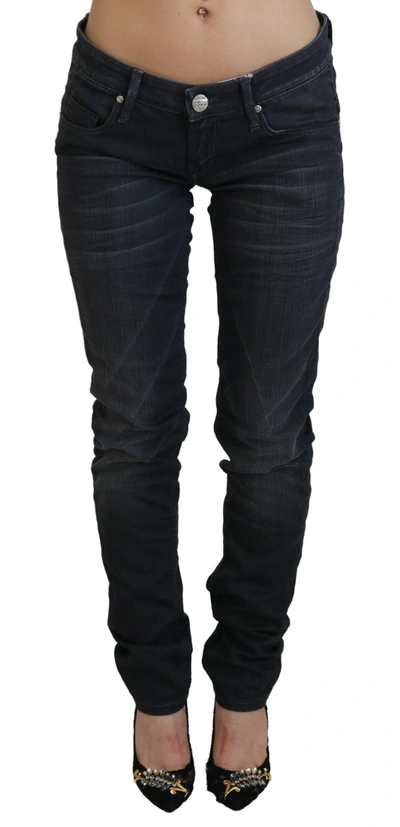 Shop Acht Black Washed Low Waist Slim Fit Cotton Denim Jeans