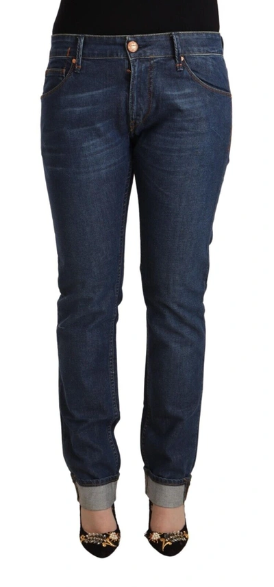 Shop Acht Dark Blue Cotton Slim Fit Folded Hem Denim Jeans