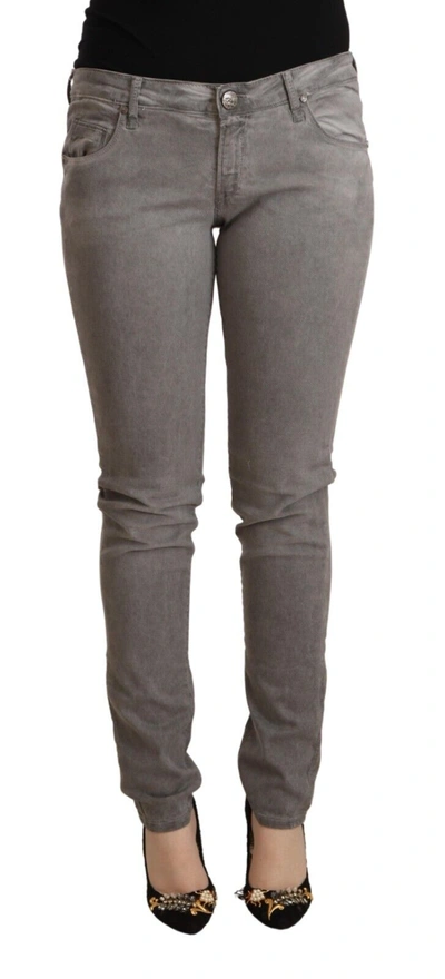 Acht Gray Cotton Low Waist Skinny Push Up Denim Jeans In Gray