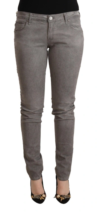 Acht Gray Cotton Low Waist Skinny Push Up Denim Jeans In Gray