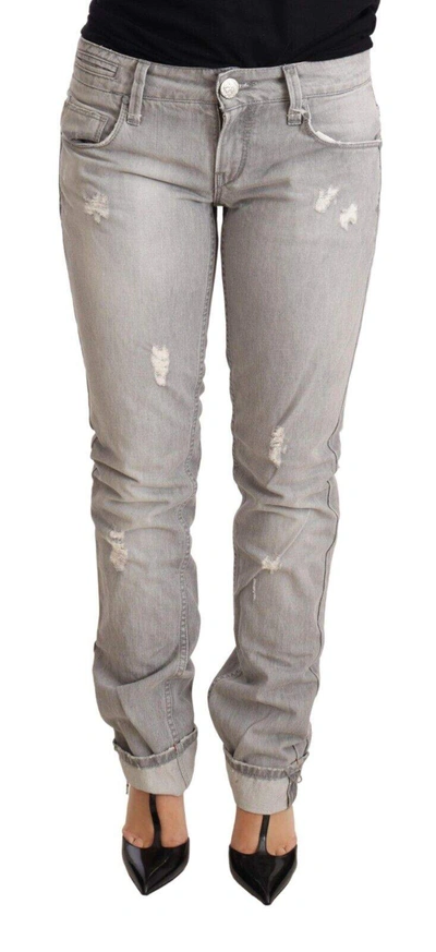 Shop Acht Gray Tattered Cotton Slim Fit Folded Hem  Denim Jeans