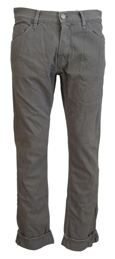 Shop Acht Gray Cotton Straight Fit Folded Hem Casual Denim Jeans