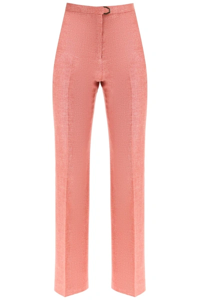 Shop Agnona Silk, Wool And Linen Trousers In Pink