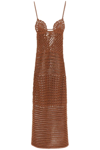 Shop Alanui 'mother Nature' Crochet Dress In Brown